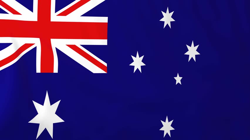 Flag Of Australia Slow Motion Waving Rendered Using