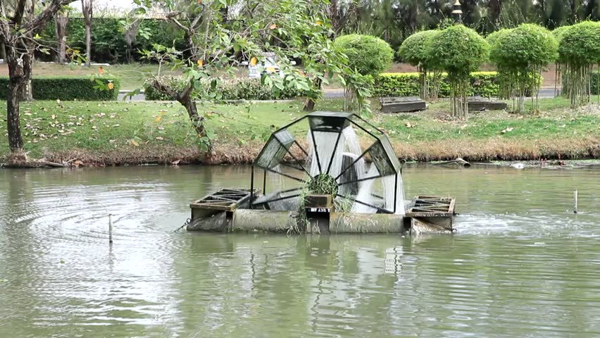 A Water Wheel Floating On The Pond In A Public Park Stock Footage Video