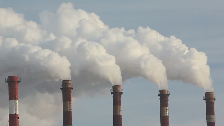 Five Chimneys Producing Thick White Smoke Stock Footage Video 2525711 