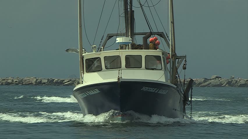 POINT JUDITH, RHODE ISLAND - CIRCA JULY 2010: Fishing Boat Coming