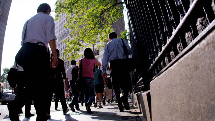 Business Commuters On Busy City Sidewalk Stock Footage Video 3336914