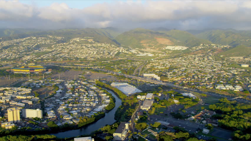 aerial-view-of-pearl-city-hawaii-stock-footage-video-4245650