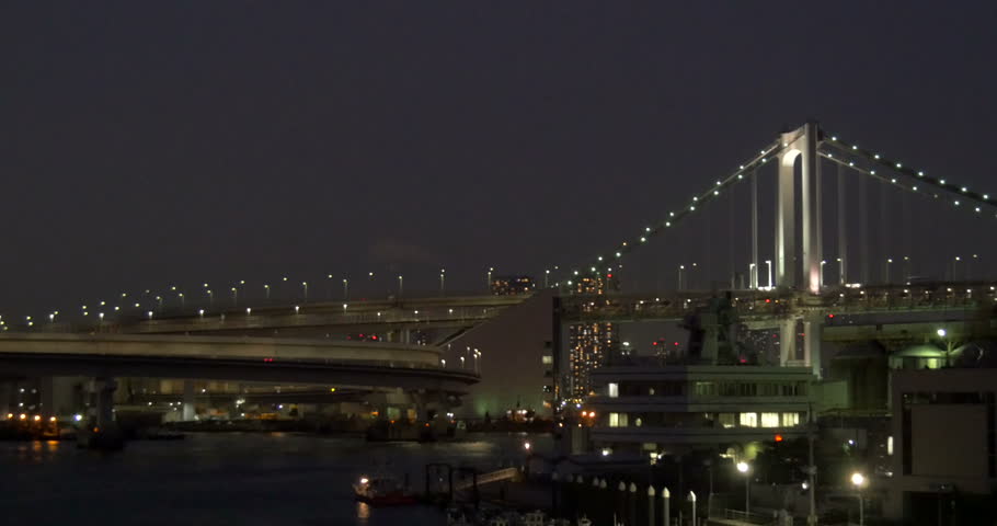 Cinema 4k View Of Commuting Traffic Crossing The Tokyo Bay Via Rainbow Cinema 4k View Of Commuting Traffic Crossing The Tokyo Bay Via Rainbow