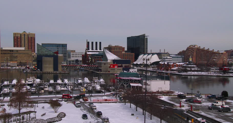 Snow Blankets Downtown Baltimore Maryland Stock Footage Video 7537630