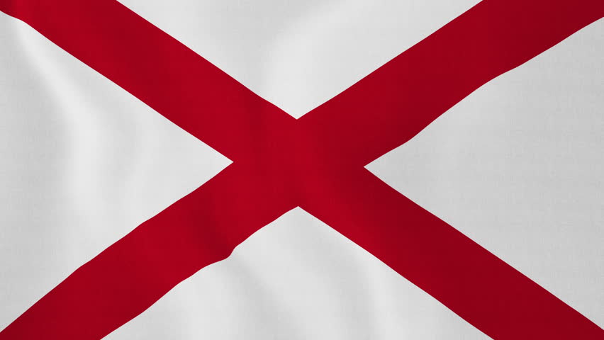 [loopable] Alabama flag. Flag of state Alabama waving in the wind