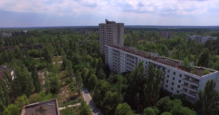 The Abandoned City Of Pripyat Near Chernobyl (Aerial, 4K). Once A ...