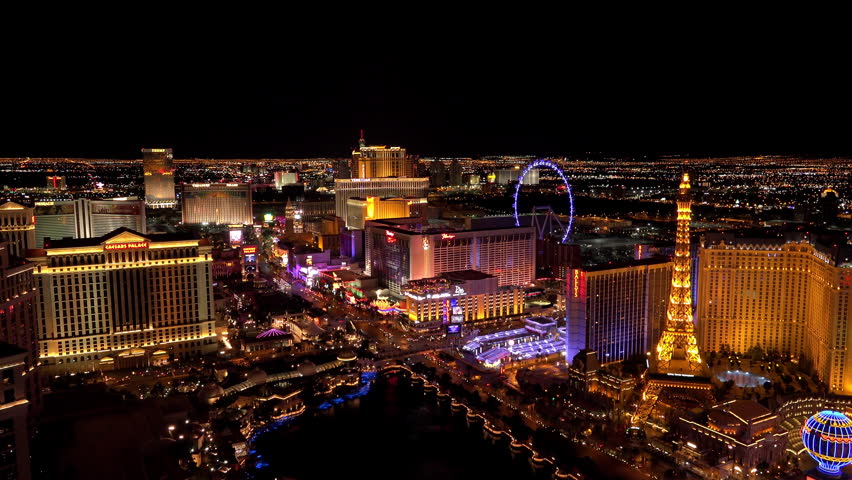 LAS VEGAS, NEVADA - CIRCA 2015: Las Vegas strip lit up at night ...