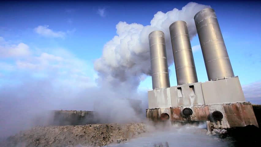 Steam From Energy Producing Geothermal Power Plant - HD stock video clip