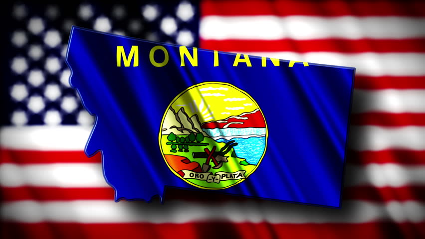 Flag Of Montana In The Shape Of Montana State With The USA Flag In The ...