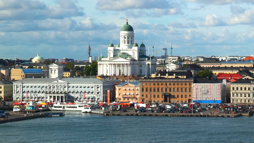 Scenic Summer Aerial Panorama Of The Old Town In Helsinki, Finland ...