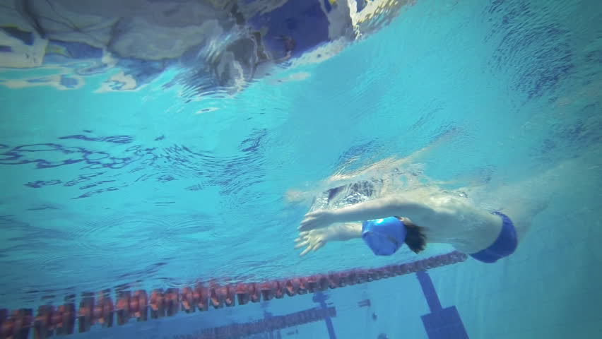 Beautiful Underwater Slow Motion View Of Swimming Backstorke Style ...