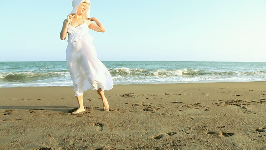 Young Beautiful Women In White On The Beach Stock Footage Video 4401254 ...