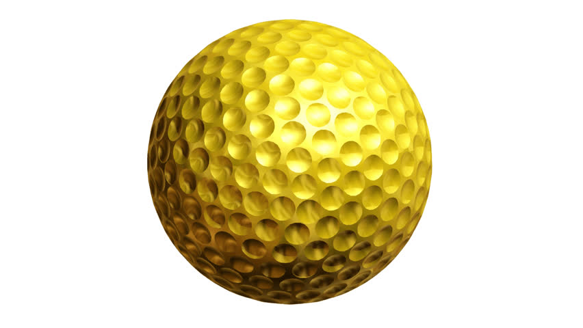 Animated Golden Golf Ball Rolls Frontally At The Viewer, Separated On ...