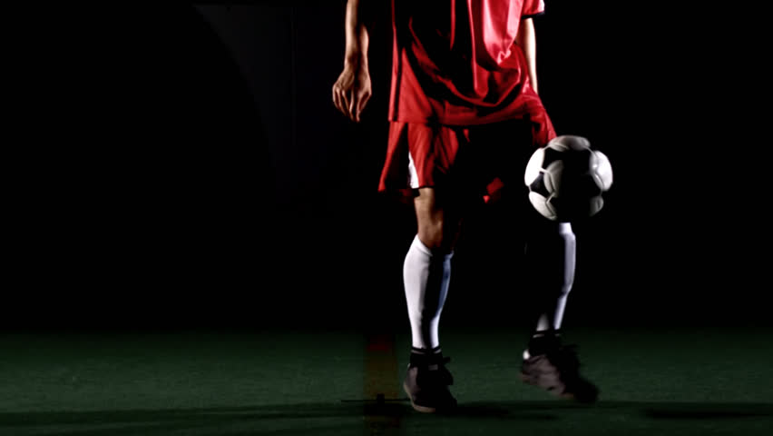 Close Up Of A Soccer Player Juggling And Kneeing The Ball Stock Footage ...