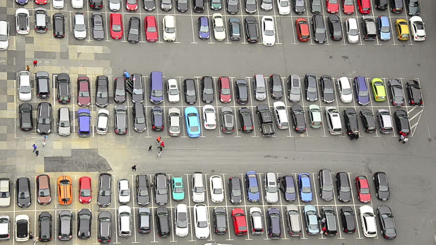 Overhead View Of Parking Lot, Timelapse Of Cars Rushing In And Out Of ...