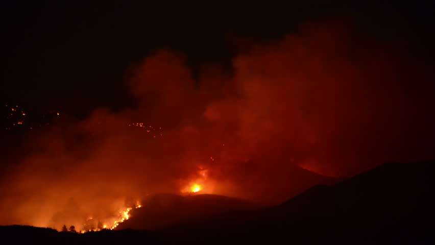 Time Lapse Of Large Forest Fire At Night - 4K, Ultra HD, UHD Resolution ...