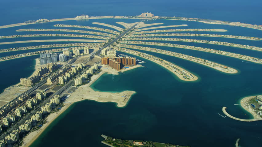 Aerial View Of Residential Area Of Palm Jumeirah, Dubai, UAE, Middle ...