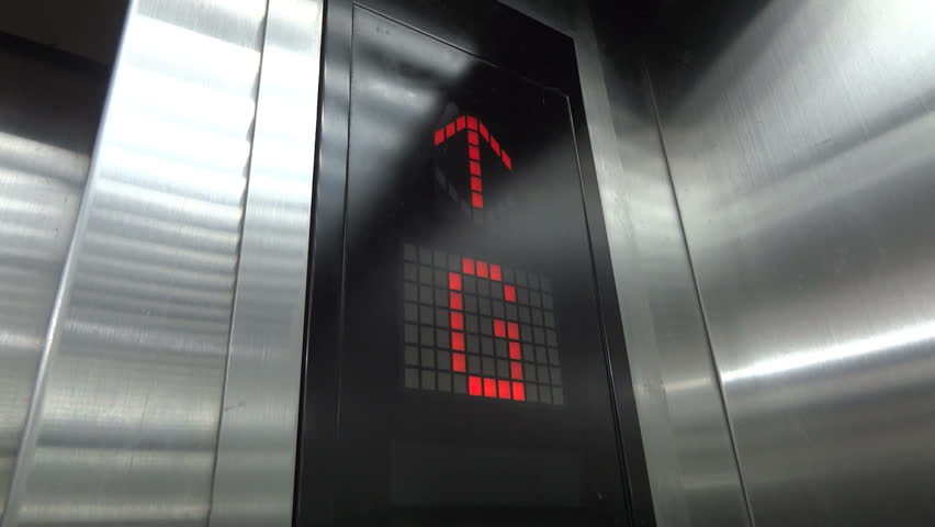 Up In The Elevator. Empty Elevator. Numbers And Letters On The Display ...