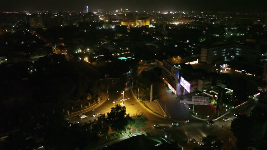 KARACHI, PAKISTAN: Rooftop Aerial Of Inner-city Karachi Intersection ...