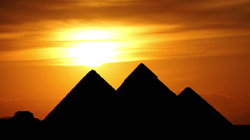 Sun Goes Behind Great Pyramids In Giza Valley During Gorgeous Sunset ...