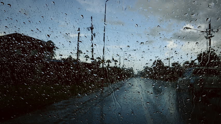 View Through The Window On Rainy Day And Storm Stock Footage Video ...