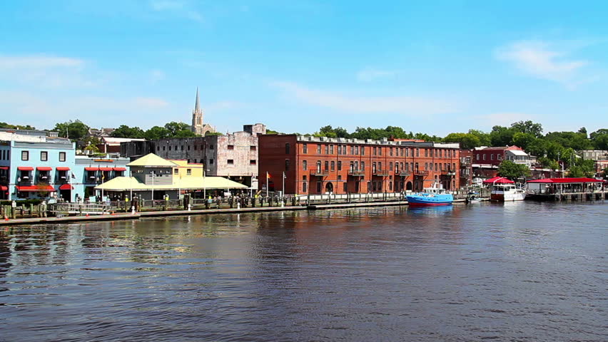 The Cape Fear Riverwalk In Wilmington, North Carolina. Stock Footage ...