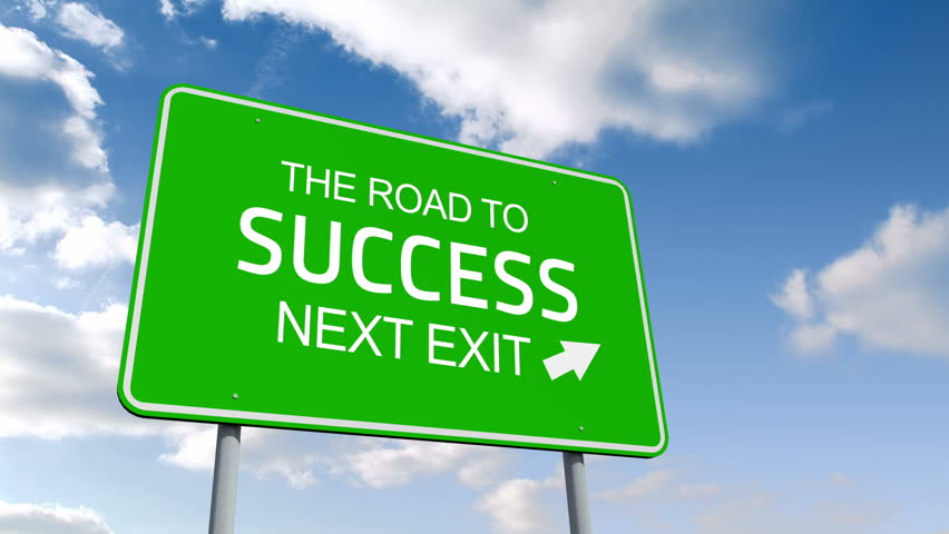 Digital Animation Of The Road To Success And Next Exit Road Sign Over ...