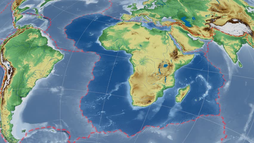 African Tectonic Plate Is Centered On Map Of Azimuthal Equidistant ...