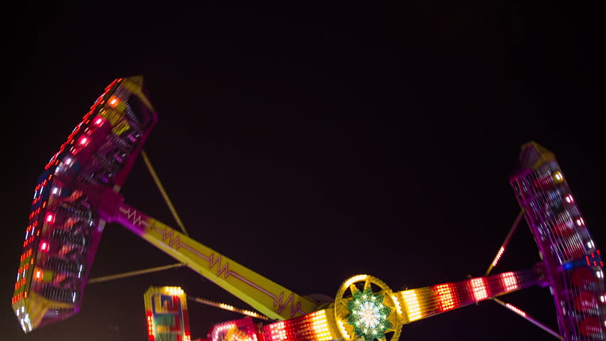 LJUBLJANA, SLOVENIA - DECEMBER 2014: Hammer Ride Rotating In Amusement ...