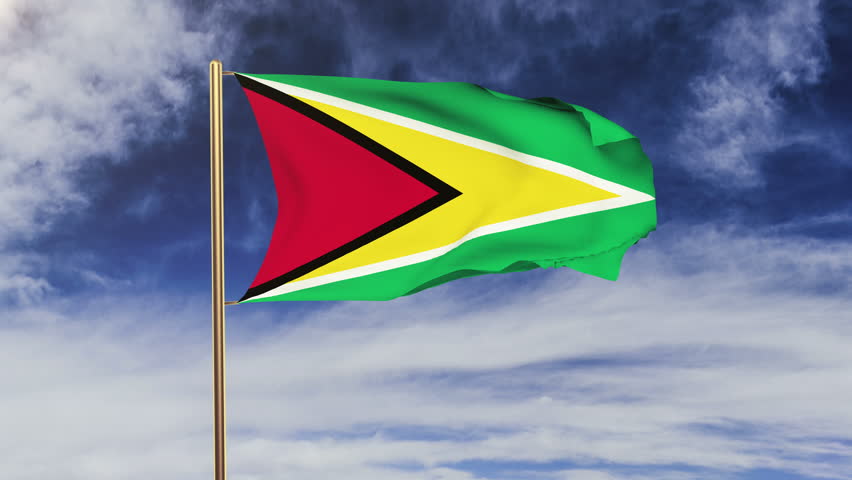 Flag Of Guyana Waving In The Wind. Seamless Looping. 3d Generated ...