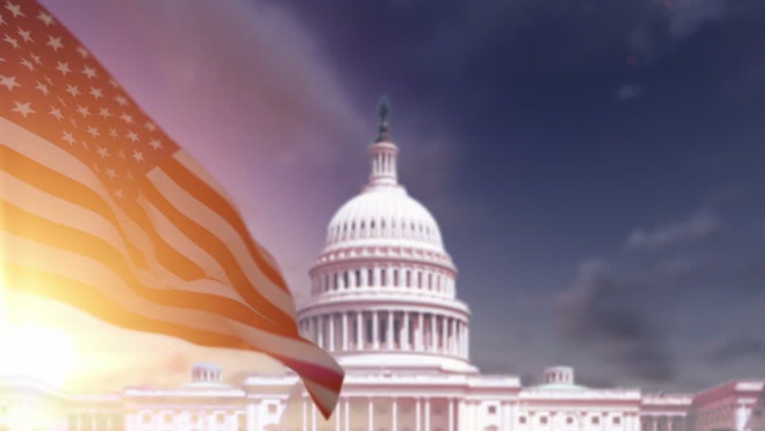 American Flag With US Capitol Building Stock Footage Video 9513734 ...