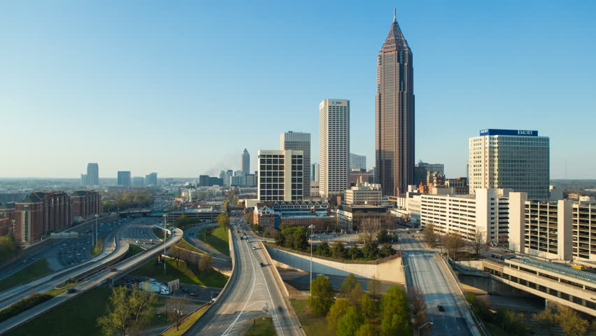 Atlanta Georgia Skyline View From The Highway In 2002 Stock Footage ...